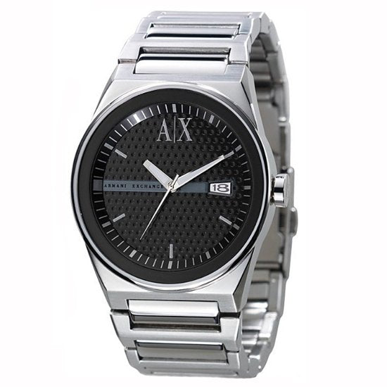 Armani Exchange Hampton AX2103 Men's Chronograph Watch – Black Dial with Silver-Tone Stainless Steel Strap