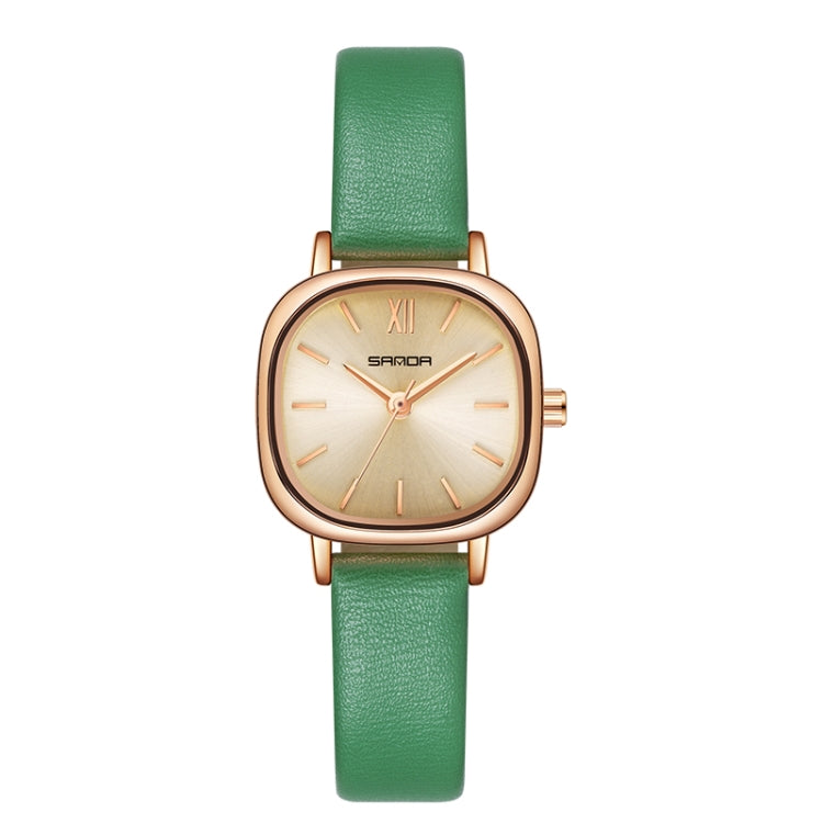 SANDA P1098 Simple Bar Scale Oval Dial Quartz Watch for Women