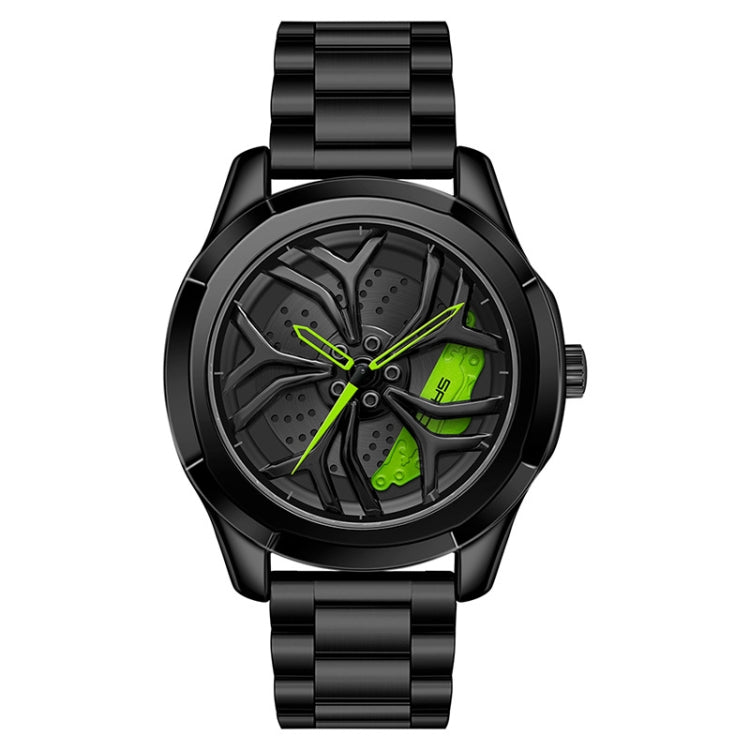 SANDA P1065 Wheel Series Casual Steel Band Quartz Watch For Men, For Men Blue Red, For Men Black Red, For Men Silver Red, For Men Blue Green, For Men Black Green, For Men Silver Green